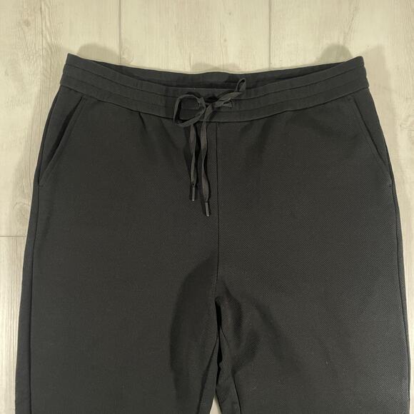 Eileen Fisher Pants Large Drawstring Slouchy Textured Ankle Black Stretch - Picture 2 of 12